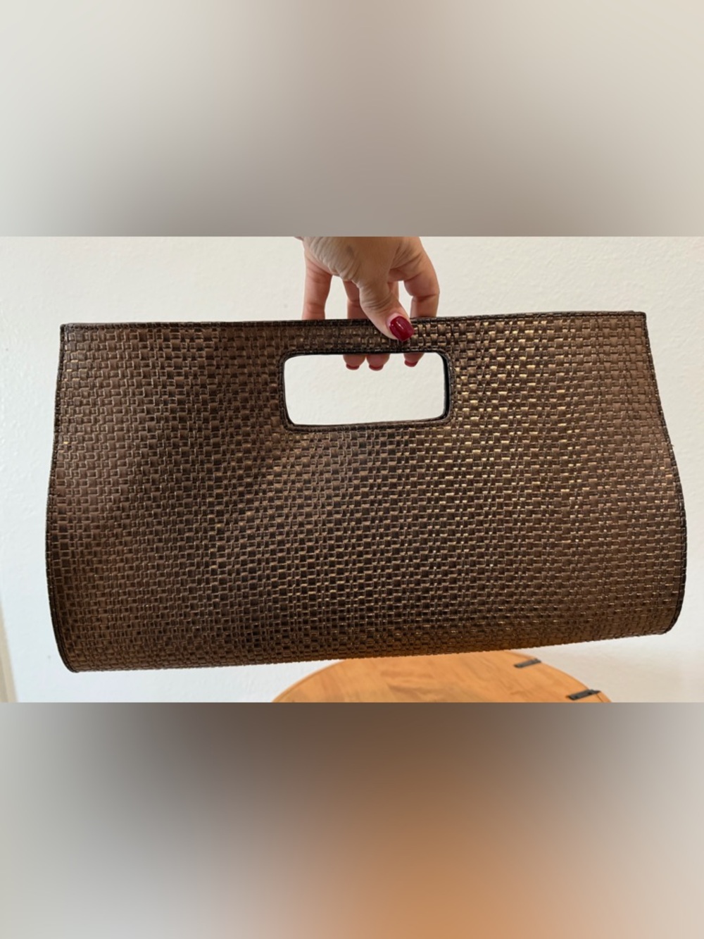Woven Brown Clutch Handbag